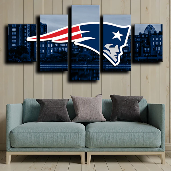 NFL Football Team New England Patriots Logo City 5 Piece Canvas Wall Art Painting Wallpaper Poster Picture Print Photo Decor