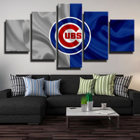 MLB Chicago Cubs Logo Baseball Sports team 5 Piece Canvas Wall Art Painting Wallpaper Poster Picture Print Photo Decor