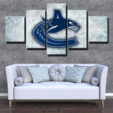 Vancouver Canucks Scratched Ice Logo NHL Hockey 5 Piece Canvas Wall Art Painting Wallpaper Poster Picture Print Photo Decor