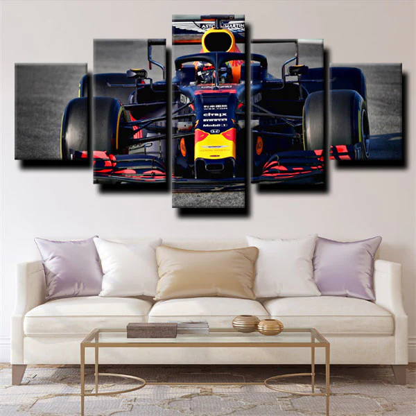 Red Bull Racing Formula 1 Front View Honda 5 Piece Canvas Wall Art Painting Wallpaper Poster Picture Print Photo Decor