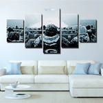 Green Bay Packers NFL Football Audience in Snow 5 Piece Canvas Wall Art Painting Wallpaper Poster Picture Print Photo Decor