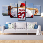 Mike Trout Los Angeles Angels Center Fielder MLB 5 Piece Canvas Wall Art Painting Wallpaper Poster Picture Print Photo Decor