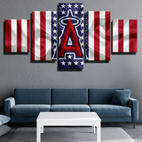 Los Angeles Angels MLB Baseball Team Logo USA Flag 5 Piece Canvas Wall Art Painting Wallpaper Poster Picture Print Photo Decor