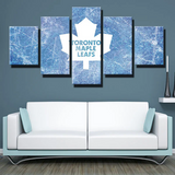 Toronto Maple Leafs NHL Hockey Scratched Ice Logo 5 Piece Canvas Wall Art Painting Wallpaper Poster Picture Print Photo Decor