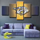 Nashville Predators NHL Hockey Team Gradient Logo 5 Piece Canvas Wall Art Painting Wallpaper Poster Picture Print Photo Decor