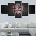 New York Yankees MLB Baseball Team Logo Dark Emblem 5 Piece Canvas Wall Art Painting Wallpaper Poster Picture Print Photo Decor