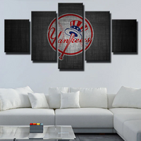 New York Yankees MLB Baseball Team Logo Dark Emblem 5 Piece Canvas Wall Art Painting Wallpaper Poster Picture Print Photo Decor