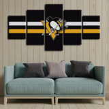 NHL Pittsburgh Penguins Hockey Sports Team Logo 5 Piece Canvas Wall Art Painting Wallpaper Poster Picture Print Photo Decor