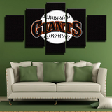 San Francisco Giants MLB Baseball Team Black Logo 5 Piece Canvas Wall Art Painting Wallpaper Poster Picture Print Photo Decor