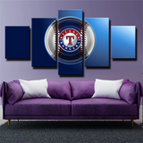 MLB Sports Team Texas Rangers Baseball Badge Logo 5 Piece Canvas Wall Art Painting Wallpaper Poster Picture Print Photo Decor