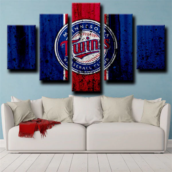 Minnesota Twins MLB Baseball Sports Team Logo 5 Piece Canvas Wall Art Painting Wallpaper Poster Picture Print Photo Decor