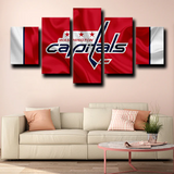 NHL Hockey Sports Team Washington Capitals Logo 5 Piece Canvas Wall Art Painting Wallpaper Poster Picture Print Photo Decor