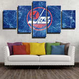 Winnipeg Jets NHL Hockey Sports Team Blue Ice Logo 5 Piece Canvas Wall Art Painting Wallpaper Poster Picture Print Photo Decor
