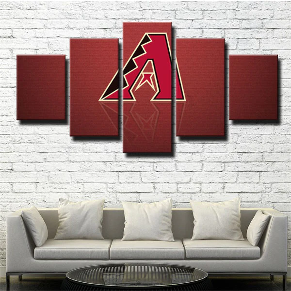 Arizona Diamondbacks MLB Baseball Sports Team Logo Red 5 Piece Canvas ...