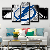 Tampa Bay Lightning NHL Hockey Sports Team Logo 5 Piece Canvas Wall Art Painting Wallpaper Poster Picture Print Photo Decor