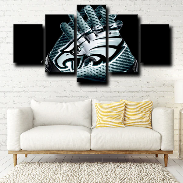 NFL Football Team Philadelphia Eagles Logo Gloves 5 Piece Canvas Wall Art Painting Wallpaper Poster Picture Print Photo Decor