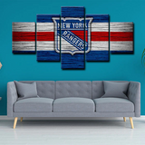 New York Rangers NHL Hockey Sports Team Logo 5 Piece Canvas Wall Art Painting Wallpaper Poster Picture Print Photo Decor