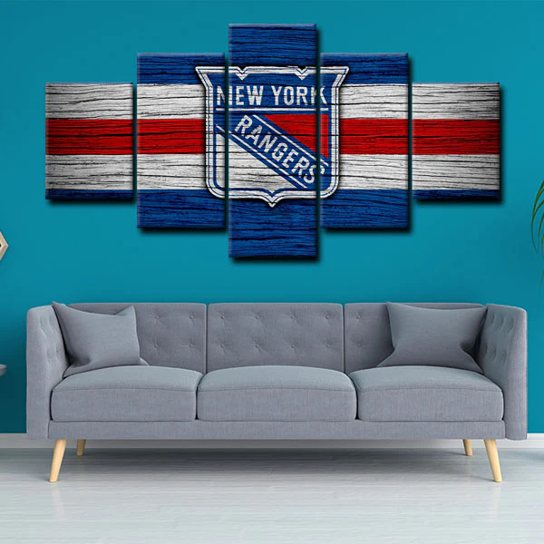 New York Rangers NHL Hockey Sports Team Logo 5 Piece Canvas Wall Art Painting Wallpaper Poster Picture Print Photo Decor