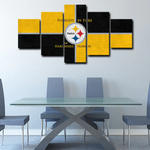 Pittsburgh Steelers Logo NFL American Football Team 5 Piece Canvas Wall Art Painting Wallpaper Poster Picture Print Photo Decor