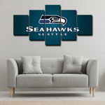NFL Football Sports Team Seattle Seahawks Logo 5 Piece Canvas Wall Art Painting Wallpaper Poster Picture Print Photo Decor