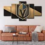 Vegas Golden Knights NHL Hockey Sports Team Logo 5 Piece Canvas Wall Art Painting Wallpaper Poster Picture Print Photo Decor