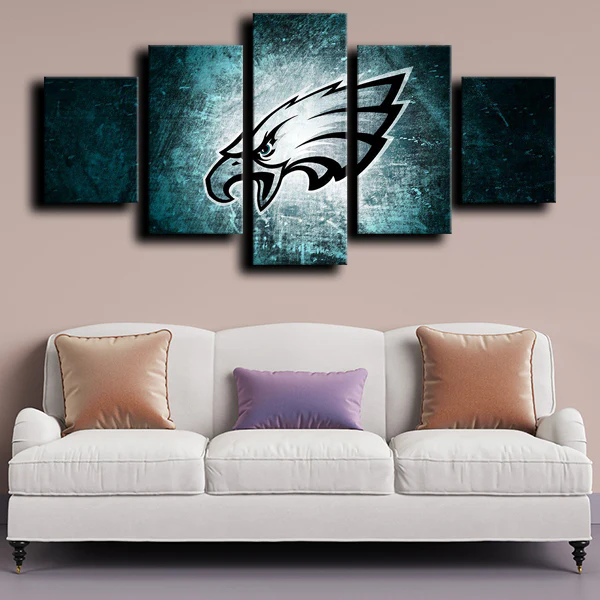 NFL Football Sports Team Philadelphia Eagles Logo 5 Piece Canvas Wall Art Painting Wallpaper Poster Picture Print Photo Decor