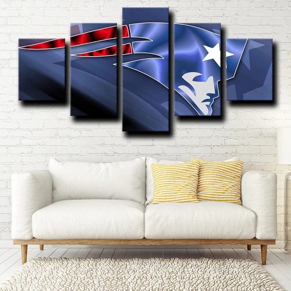 NFL Football Sports Team New England Patriots Logo 5 Piece Canvas Wall Art Painting Wallpaper Poster Picture Print Photo Decor
