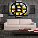 NHL Hockey Sports Boston Bruins Gray City Logo 5 Piece Canvas Wall Art Painting Wallpaper Poster Picture Print Photo Decor