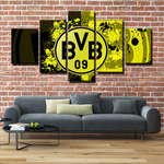 Borussia Dortmund Football Club Soccer Team Logo 5 Piece Canvas Wall Art Painting Wallpaper Poster Picture Print Photo Decor