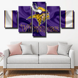 NFL Football Team Minnesota Vikings Logo Purple Silk 5 Piece Canvas Wall Art Painting Wallpaper Poster Picture Print Photo Decor