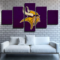 NFL Football Team Minnesota Vikings Purple Logo 5 Piece Canvas Wall Art Painting Wallpaper Poster Picture Print Photo Decor