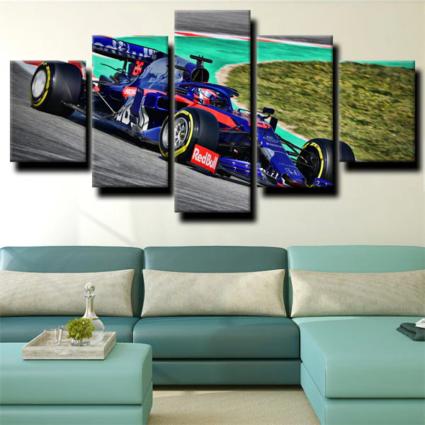 Red Bull Formula 1 Race Car Toro Rosso STR14 5 Piece Canvas Wall Art Painting Wallpaper Poster Picture Print Photo Decor