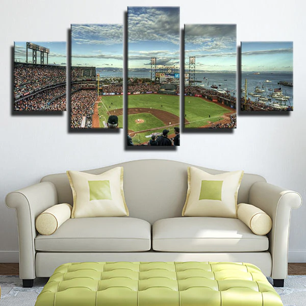 San Francisco Giants MLB Baseball Team Stadium 5 Piece Canvas Wall Art Painting Wallpaper Poster Picture Print Photo Decor