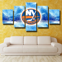 NHL New York Islanders Hockey Sports Team Logo 5 Piece Canvas Wall Art Painting Wallpaper Poster Picture Print Photo Decor