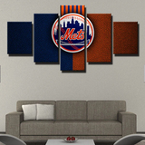 New York Mets Logo MLB Baseball Sports Team 5 Piece Canvas Wall Art Painting Wallpaper Poster Picture Print Photo Decor