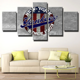New York Yankees MLB Baseball Team Logo USA Flag 5 Piece Canvas Wall Art Painting Wallpaper Poster Picture Print Photo Decor