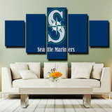 Seattle Mariners MLB Baseball Sports Team Logo 5 Piece Canvas Wall Art Painting Wallpaper Poster Picture Print Photo Decor