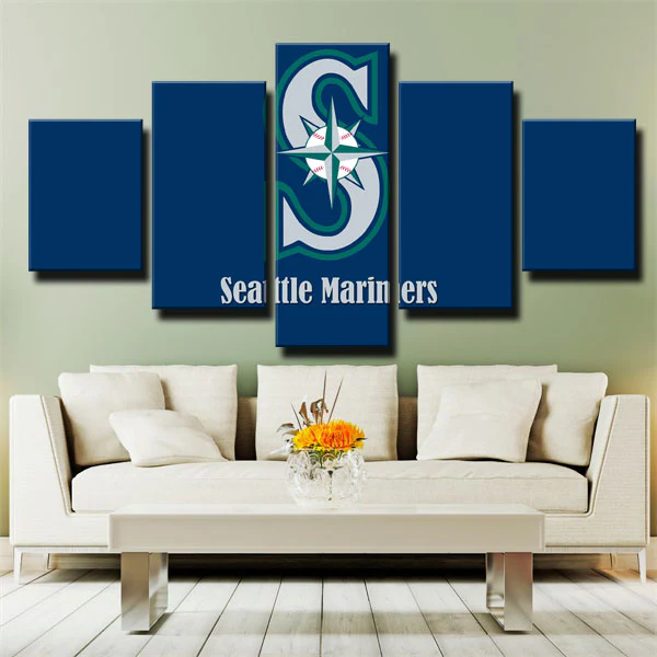 Seattle Mariners MLB Baseball Sports Team Logo 5 Piece Canvas Wall Art Painting Wallpaper Poster Picture Print Photo Decor