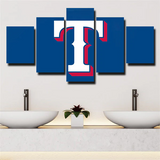 MLB Texas Rangers Baseball Sports Team Logo 5 Piece Canvas Wall Art Painting Wallpaper Poster Picture Print Photo Decor