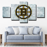 NHL Hockey Boston Bruins Cracking Ice Logo 5 Piece Canvas Wall Art Painting Wallpaper Poster Picture Print Photo Decor