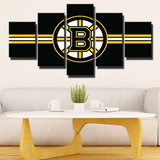 NHL Hockey Team Boston Bruins Stripes Logo 5 Piece Canvas Wall Art Painting Wallpaper Poster Picture Print Photo Decor