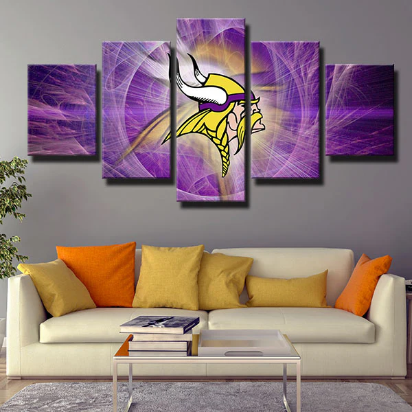 NFL Minnesota Vikings Football Sports Team Logo 5 Piece Canvas Wall Art Painting Wallpaper Poster Picture Print Photo Decor