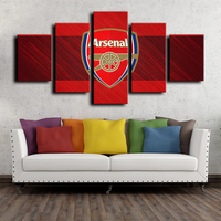 Arsenal FC Premier League Football Team Logo Red 5 Piece Canvas Wall Art Painting Wallpaper Poster Picture Print Photo Decor