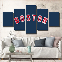 MLB Baseball Boston Red Sox Sports Team Logo Blue 5 Piece Canvas Wall Art Painting Wallpaper Poster Picture Print Photo Decor