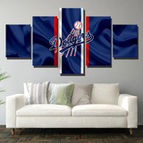 Los Angeles Dodgers Logo MLB Baseball Sports Team 5 Piece Canvas Wall Art Painting Wallpaper Poster Picture Print Photo Decor