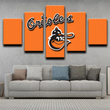 MLB Baseball Team Baltimore Orioles Orange Logo 5 Piece Canvas Wall Art Painting Wallpaper Poster Picture Print Photo Decor