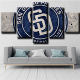 MLB San Diego Padres Baseball Sports Team Logo 5 Piece Canvas Wall Art Painting Wallpaper Poster Picture Print Photo Decor
