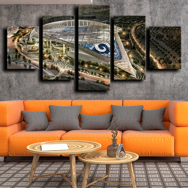 Computer Desktop Rams Art Los Angeles Rams NFL Stadium Aerial Night View 5 Piece Canvas Wall Art ...