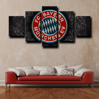 Bundesliga Team Bayern Munich Football Club Logo 5 Piece Canvas Wall Art Painting Wallpaper Poster Picture Print Photo Decor