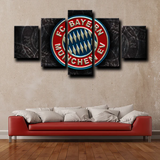 Bundesliga Team Bayern Munich Football Club Logo 5 Piece Canvas Wall Art Painting Wallpaper Poster Picture Print Photo Decor